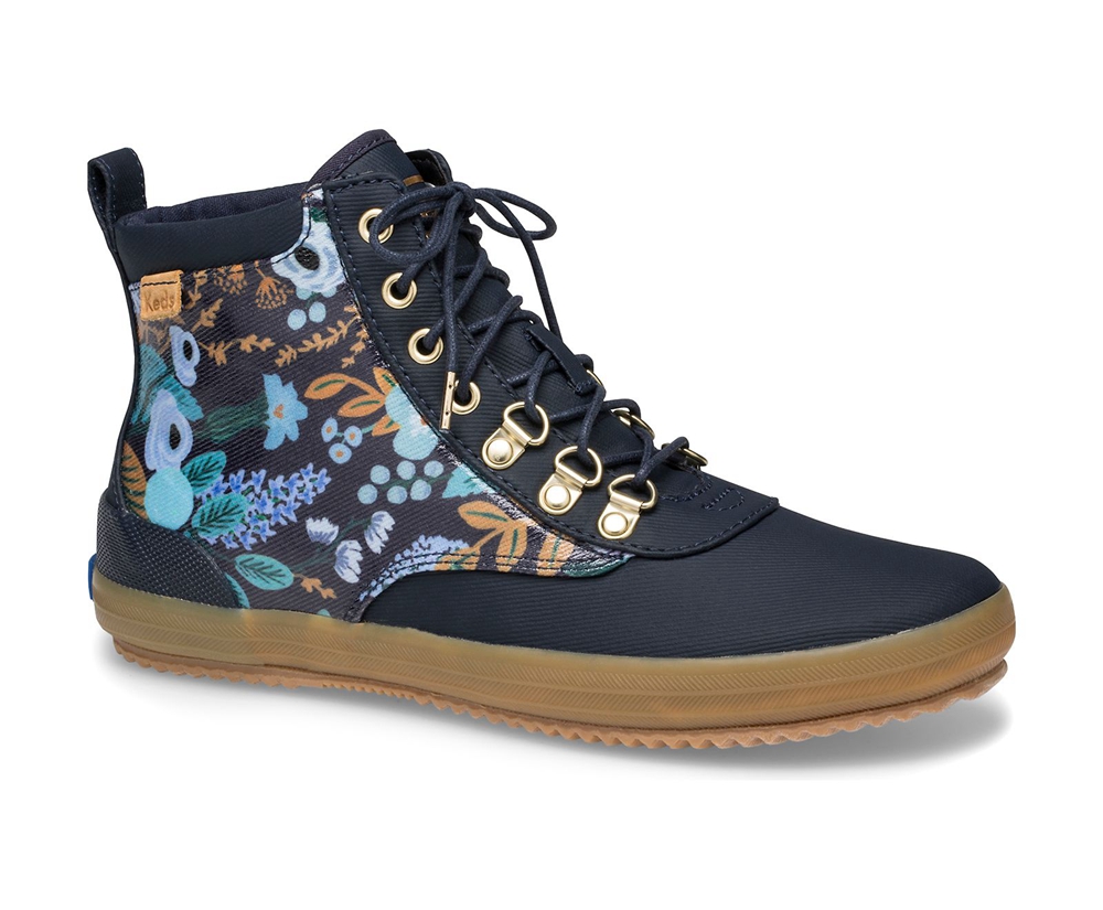 Bottes Keds Femme Bleu Marine - Rifle Paper Co. Scout Water-Resistant Garden Party - 845-FVZGPJ